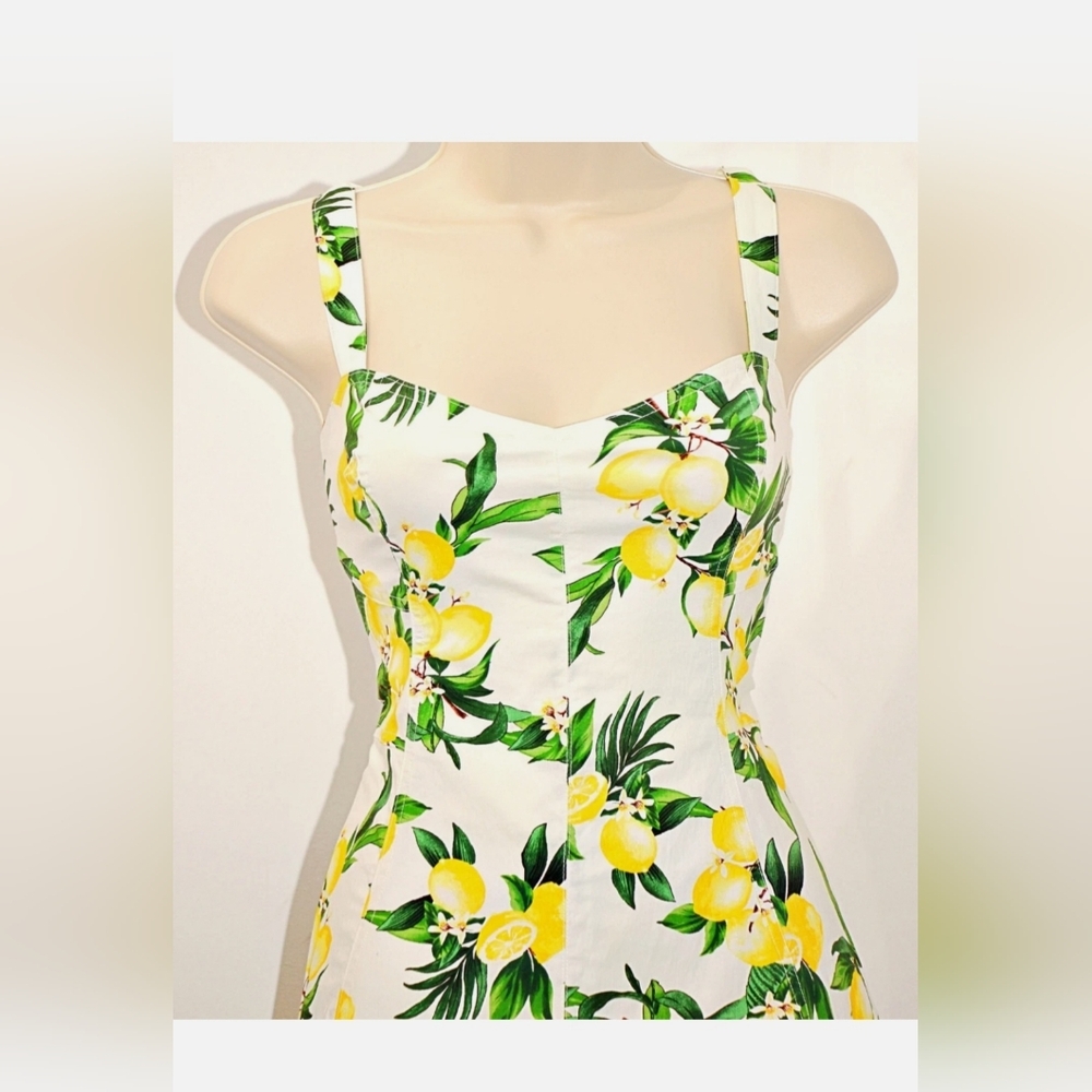 Avec Les Filles White and Yellow Lemon-Print Midi Dress - Picture 15 of 16